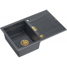 Quadron Owen 111 zlewozmywak 76x50 cm GraniteQ black diamond/złoty HQO7650U8_PVDG1