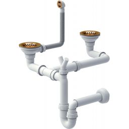 Quadron Save Space syfon zlewozmywakowy 2-komorowy miedziany M2SSDG6