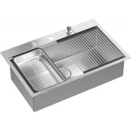 Quadron Burt zlewozmywak stalowy z syfonem 76x49 cm stal MF76050BS