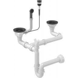 Quadron Save Space Power color syfon zlewozmywakowy 2-komorowy 3,5'' pure carbon OPD2SSG3