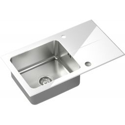 Quadron Hugh 111 zlewozmywak stalowy 77x44 cm szkło białe ST3577SB1BS