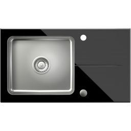 Quadron Hugh zlewozmywak szklano-stalowy 77x44 cm czarny ST3577SC1BS