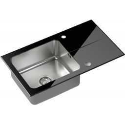 Quadron Hugh zlewozmywak szklano-stalowy 77x44 cm czarny ST3577SC1BS
