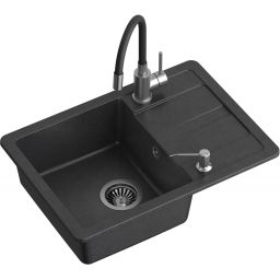 Quadron Ready Smart zlewozmywak 62x44 cm czarny z baterią i dozownikiem TQ6244RSCZ