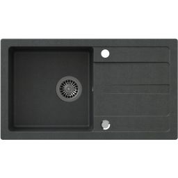 Quadron Ready Max zlewozmywak 77x44 cm czarny z baterią i dozownikiem TQ7744RMCZ