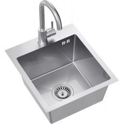 Quadron Luke 90 zlewozmywak stalowy 40x45 cm z baterią kuchenną stal szlachetna ZH4045BS_3623500_BS