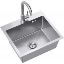 Quadron Luke 100 zlewozmywak stalowy 50x45 cm z baterią kuchenną stal ZH5045BS_3623500_BS