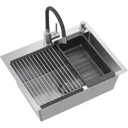 Quadron Luke zlewozmywak z baterią i akcesoriami stal / stal ZH5845BS_3323503BL