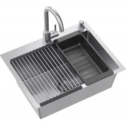 Quadron Luke zlewozmywak z baterią i akcesoriami stal / stal ZH5845BS_3623500_BS