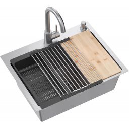 Quadron Luke zlewozmywak z baterią i akcesoriami stal / stal ZH5845BS_3623500_BS