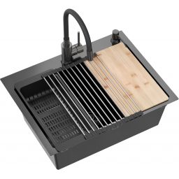 Quadron Luke zlewozmywak z baterią i akcesoriami antracyt / antracyt ZH5845PVDBLM_3323503PVDBLM