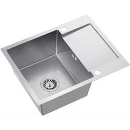 Quadron Luke 116 zlewozmywak 60x48 cm z baterią kuchenną Maggie stal szlachetna/czarny ZH6048BS_3323503BL