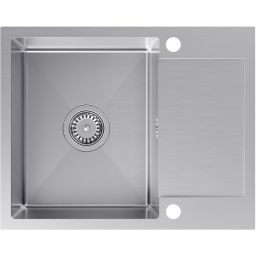 Quadron Luke 116 zlewozmywak 60x48 cm z baterią kuchenną Maggie stal szlachetna/czarny ZH6048BS_3323503BL