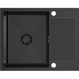 Quadron Luke 116 zlewozmywak stalowy 60x48 cm z baterią kuchenną Kate black metal ZH6048PVDBLM_3623500_PVDBLM