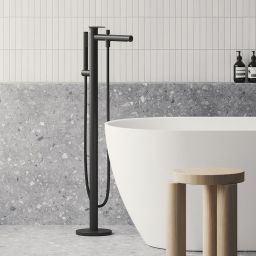 Ravak Spring bateria wannowo-prysznicowa wolnostojąca czarna X070556
