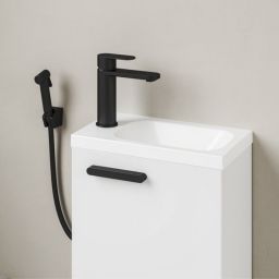 Ravak Chrome II bateria umywalkowa ze słuchawką typu bidetta stojąca czarna X070462