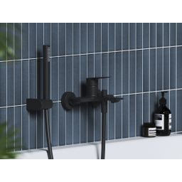 Ravak Plan bateria wannowo-prysznicowa ścienna czarny mat X070514