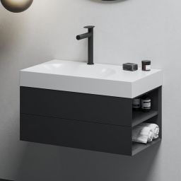 Ravak Lite szafka 80x45x43 cm podumywalkowa wisząca czarna X000001886