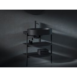 Ravak Yard szafka podumywalkowa 66,8x49,5x76,5 cm stojąca otwarta z półkami CS YARD 600 czarna D80000D005