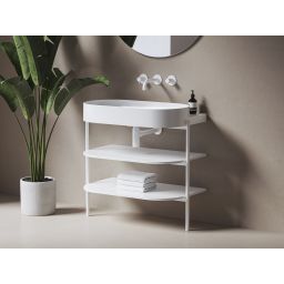 Ravak Yard szafka podumywalkowa 86,8x49,5x76,5 cm stojąca otwarta z półkami CS YARD 800 biały mat D80000E006