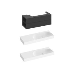 Ravak Lite szafka 120x45x43 cm podumywalkowa wisząca czarny mat X000001880
