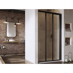 Ravak Supernova drzwi prysznicowe 90 cm rozsuwane czarny mat/szkło przezroczyste 00V703R2Z1