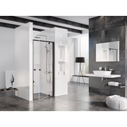 Ravak Pivot drzwi prysznicowe 80 cm uchylne czarny mat/szkło przezroczyste 03G40300Z1