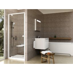 Ravak Pivot drzwi prysznicowe 90 cm uchylne biały połysk/szkło przezroczyste 03G70101Z1