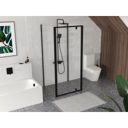 Ravak Pivot drzwi prysznicowe 90 cm uchylne czarny mat/szkło przezroczyste 03G70300Z1