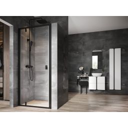 Ravak Nexty drzwi prysznicowe 80 cm uchylne czarny mat/szkło przezroczyste 03O40300Z1
