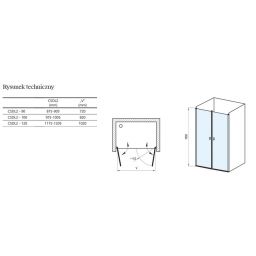 Ravak Chrome CSDL2-120 drzwi prysznicowe 120 cm wnękowe czarny/szkło przezroczyste 0QVGC30LZ1
