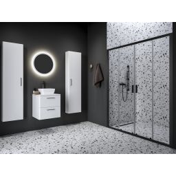 Ravak Blix II drzwi prysznicowe NBLDP4 140 cm rozsuwane czarny mat/szkło przezroczyste 0YMM0300Z1