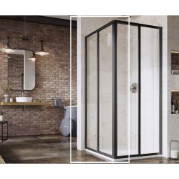 Ravak Supernova SRV2-75 S drzwi prysznicowe 75 cm przesuwne częściowe 1/2 czarny mat/szkło przezroczyste 14V303O2Z1