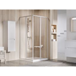 Ravak Supernova SRV2-90 S drzwi prysznicowe 90 cm przesuwne częściowe 1/2 satyna/szkło przezroczyste 14V70UO2Z1