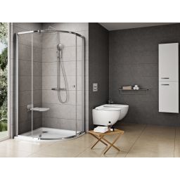 Ravak Pivot PSKK3-100 kabina prysznicowa 100x100 cm półokrągła polerowane aluminium/szkło przezroczyste 376AAC00Z1