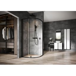Ravak Nexty kabina prysznicowa 80x80 cm półokrągła czarny mat/szkło przezroczyste 3O644300Z1