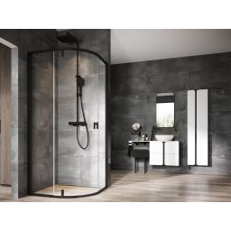 Ravak Nexty kabina prysznicowa 100x100 cm półokrągła czarny mat/szkło przezroczyste 3O6AA300Z1