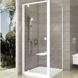 Ravak Pivot drzwi prysznicowe 80 cm uchylne biały połysk/szkło przezroczyste 03G40101Z1