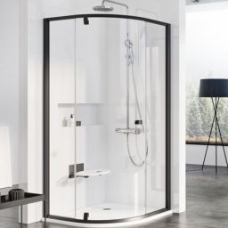 Ravak Pivot kabina prysznicowa 90x90 cm półokrągła czarny mat/szkło przezroczyste 37677300Z1