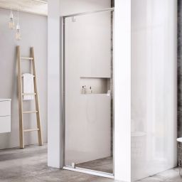 Ravak Pivot drzwi prysznicowe 90 cm uchylne satyna mat/szkło przezroczyste 03G70U00Z1
