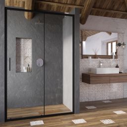 Ravak Blix Slim BLSDP2-120 drzwi prysznicowe 120 cm czarny mat/szkło przezroczyste X0PMG0300Z1