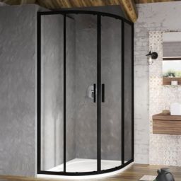 Ravak Blix Slim BLSCP4-80 kabina prysznicowa 80x80 cm półokrągła czarny mat/szkło przezroczyste X3BM40300Z1