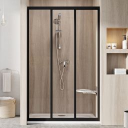 Ravak Supernova drzwi prysznicowe 130 cm rozsuwane czarny mat/szkło przezroczyste 00VJ03R2Z1