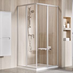 Ravak Supernova SRV2-75 S drzwi prysznicowe 75 cm przesuwne częściowe 1/2 satyna/szkło przezroczyste 14V30UO2Z1