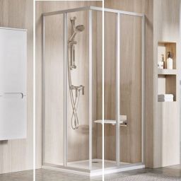 Ravak Supernova SRV2-80 S drzwi prysznicowe 80 cm przesuwne częściowe 1/2 satyna/szkło przezroczyste 14V40UO2Z1