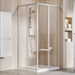 Ravak Supernova SRV2-90 S drzwi prysznicowe 90 cm przesuwne częściowe 1/2 satyna/szkło przezroczyste 14V70UO2Z1