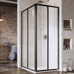 Ravak Supernova SRV2-100 S drzwi prysznicowe 100 cm przesuwne częściowe 1/2 czarny mat/szkło przezroczyste 14VA03O2Z1