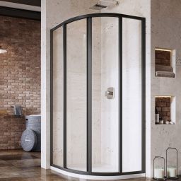 Ravak Supernova SKCP4-80 kabina prysznicowa 80x80 cm półokrągła czarny mat/szkło przezroczyste 3114O302Z1