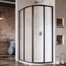 Ravak Supernova SKCP4-90 kabina prysznicowa 90x90 cm półokrągła czarny mat/szkło przezroczyste 3117O302Z1