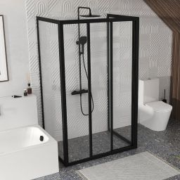 Ravak Supernova ścianka prysznicowa 75 cm czarny mat/szkło przezroczyste 940303R2Z1